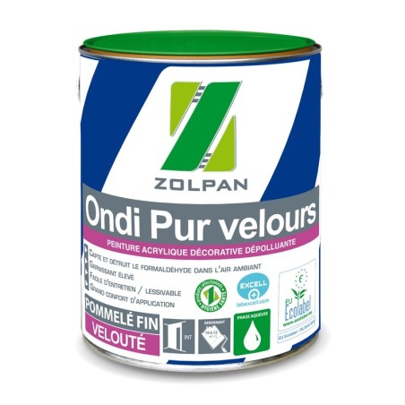 Peinture veloutée acrylique dépolluante murs et plafonds - Ondi Pure Velours Zolpan