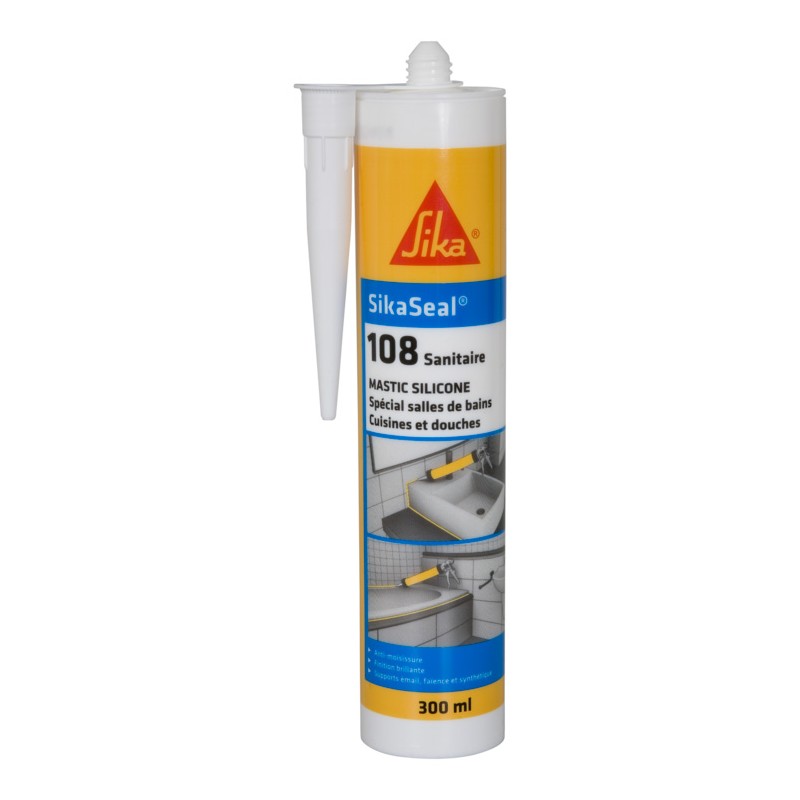 Mastic silicone spécial salles de bains, cuisines et douches - SikaSeal 108 Sika