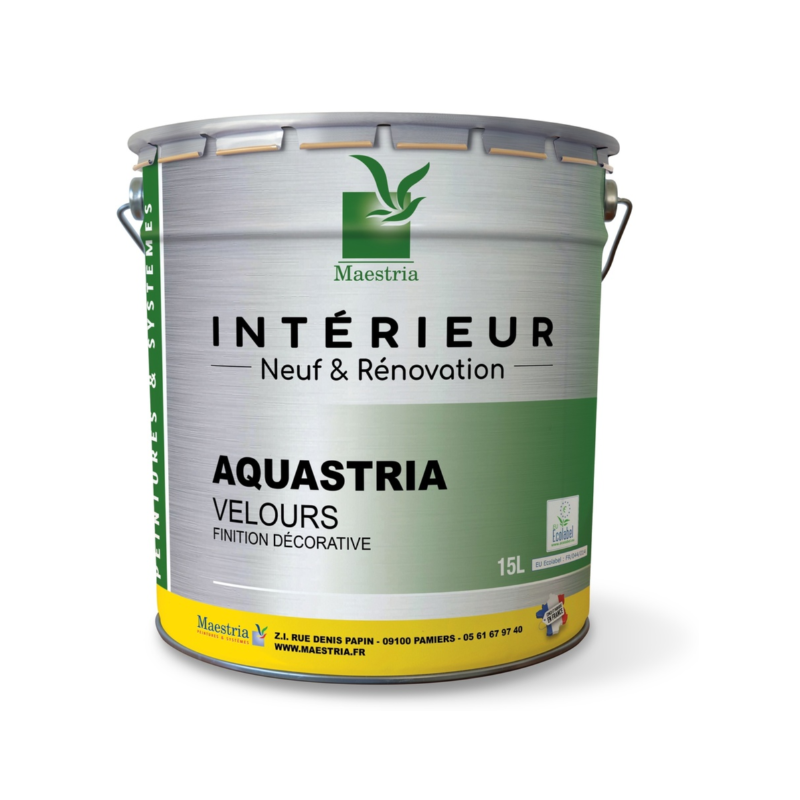Peinture de décoration veloutée à base de copolymère acrylique Aquastria Velours Maestria
